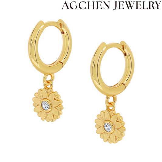 AG Sunflower Zirconia Earrings