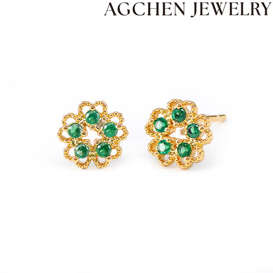 AG Green Flower Earrings