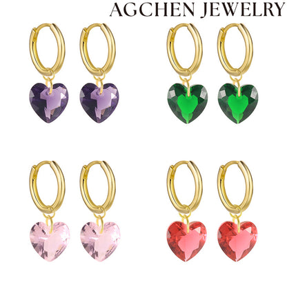 AG Transparent Heart Zirconia Earrings