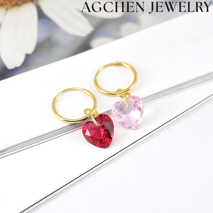 AG Transparent Heart Zirconia Earrings