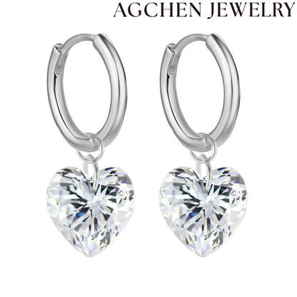 AG Transparent Heart Zirconia Earrings