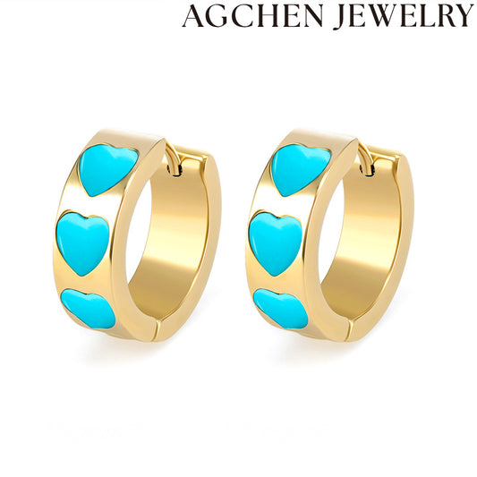 AG Heart-Shaped Zirconia Earrings