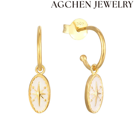 AG Elliptical Pendant Star Earrings