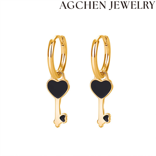 AG Key-Shaped Heart Earrings