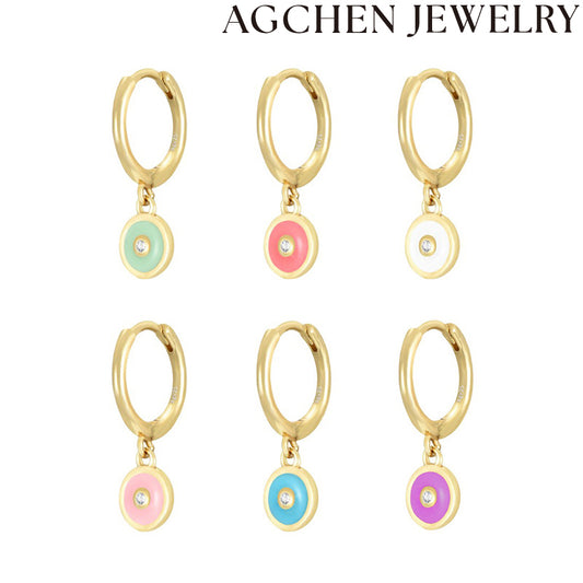 AG Colorful Enamel and Zirconia Earrings