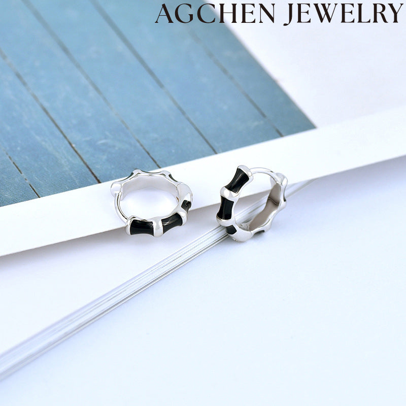 AG Enamel Bamboo Hoop Earrings