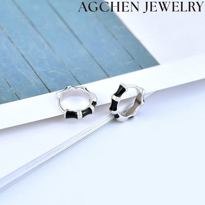 AG Enamel Bamboo Hoop Earrings