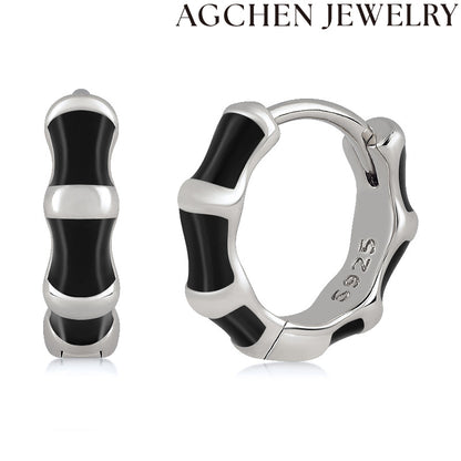 AG Enamel Bamboo Hoop Earrings