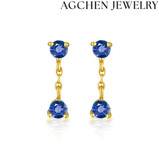 AG Deep Blue Zirconia Stud Earrings