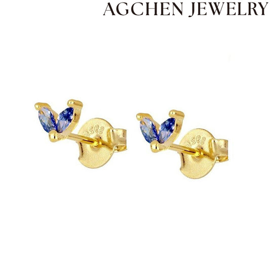 AG Elegant Navy Zirconia Hoop Earrings