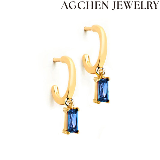 AG Timeless Navy Blue Zirconia Pearl Earrings