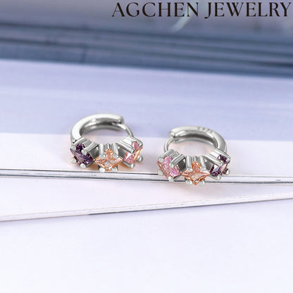 AG Colorful Star Zirconia Earrings