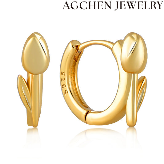 AG Palm Tree Zirconia Earrings