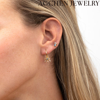 AG Eye-Shaped Zirconia Earrings