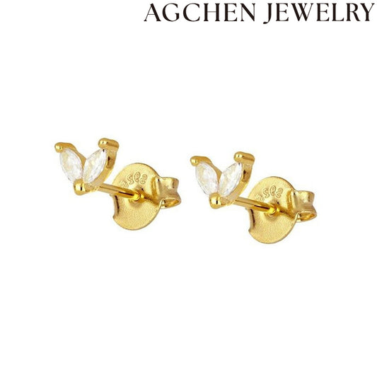 AG Minimalist White Zircon Stud Earrings