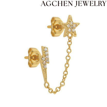 AG Star Zircon Chain Earrings