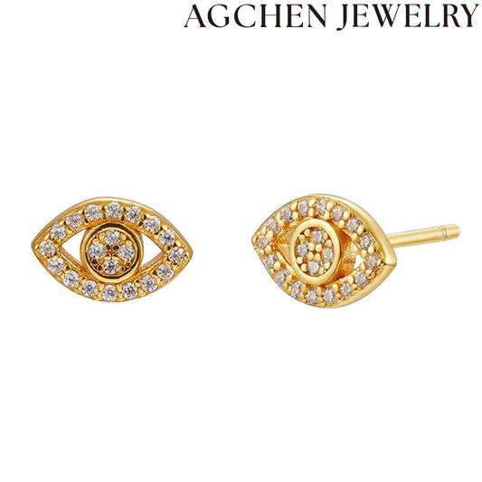 AG Eye-Shaped Zircon Stud Earrings