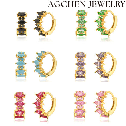 AG Irregular Multicolored Zirconia Earrings