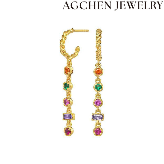 AG Multicolor Zirconia Drop Earrings