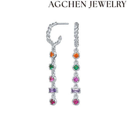 AG Multicolor Zirconia Drop Earrings