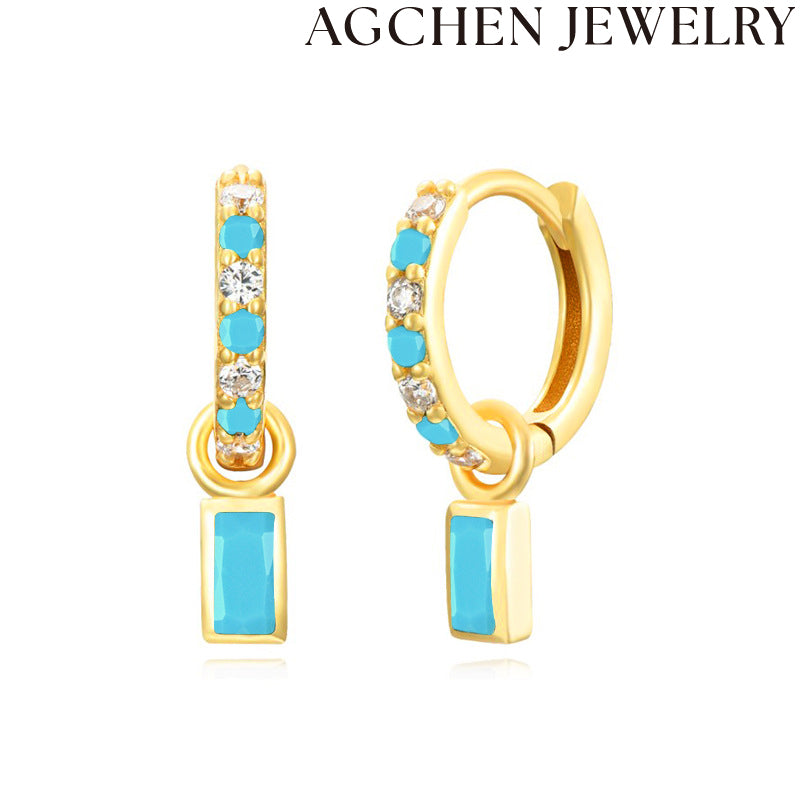 AG Colorful Square Zirconia Drop Earrings