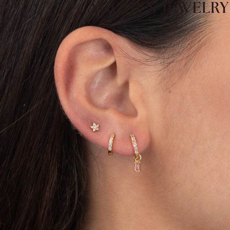 AG Colorful Square Zirconia Drop Earrings