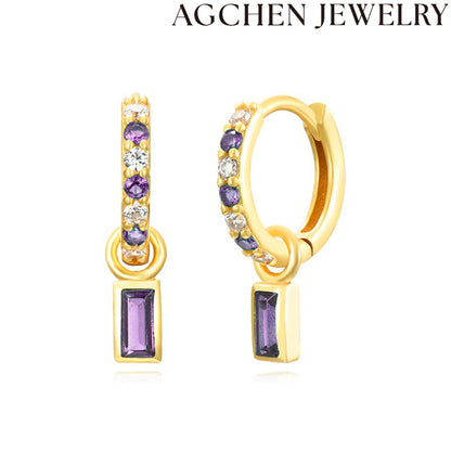 AG Colorful Square Zirconia Drop Earrings
