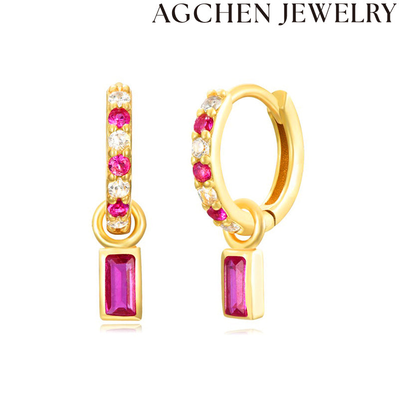 AG Colorful Square Zirconia Drop Earrings