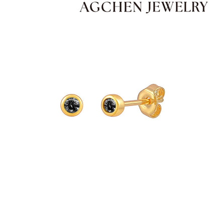 AG Minimalist Round Zircon Stud Earrings
