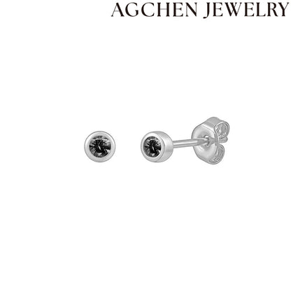 AG Minimalist Round Zircon Stud Earrings