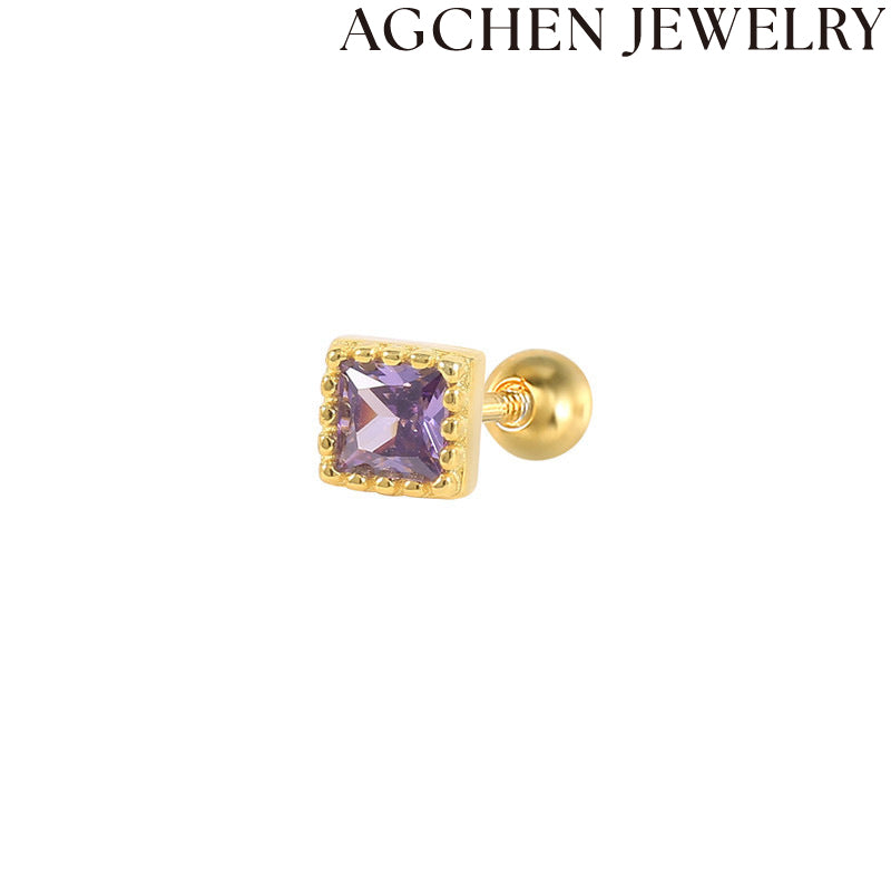 AG Light Square Zircon Earrings