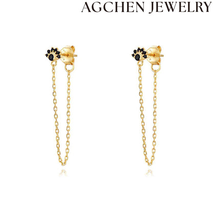 AG Floral Zirconia Chain Earrings