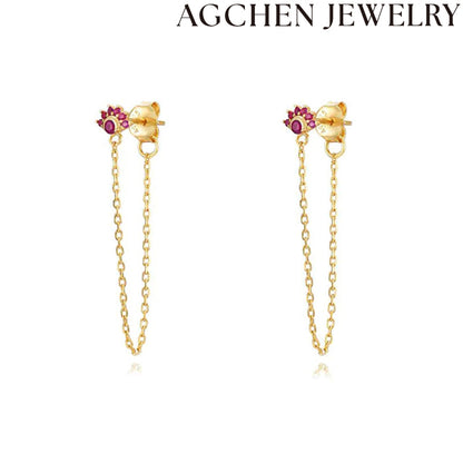 AG Floral Zirconia Chain Earrings