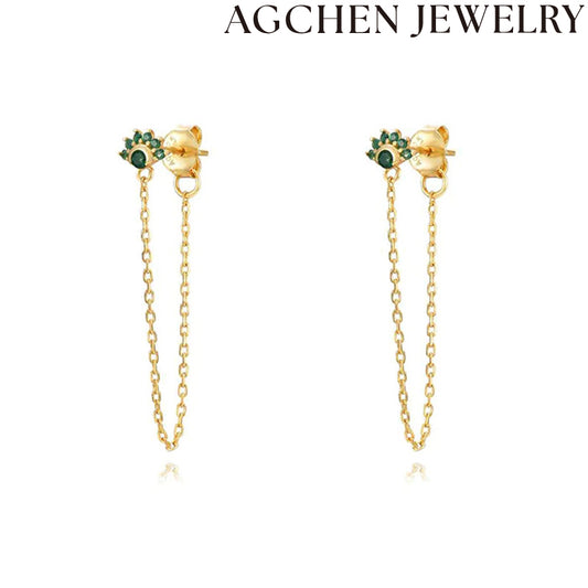 AG Floral Zirconia Chain Earrings