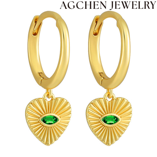 AG Green Zirconia Heart Earrings