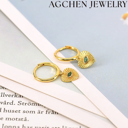 AG Green Zirconia Heart Earrings