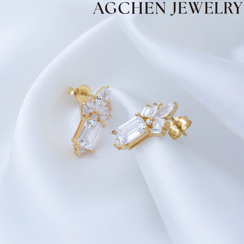 AG Square Zirconia Hoop Earrings