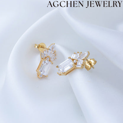 AG Square Zirconia Hoop Earrings