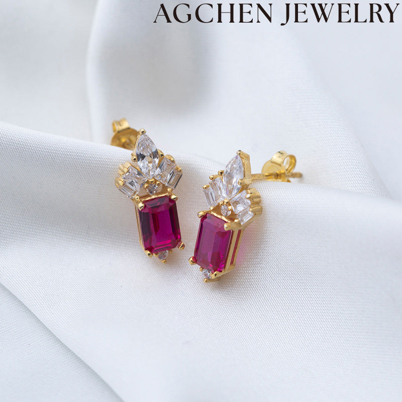 AG Square Zirconia Hoop Earrings