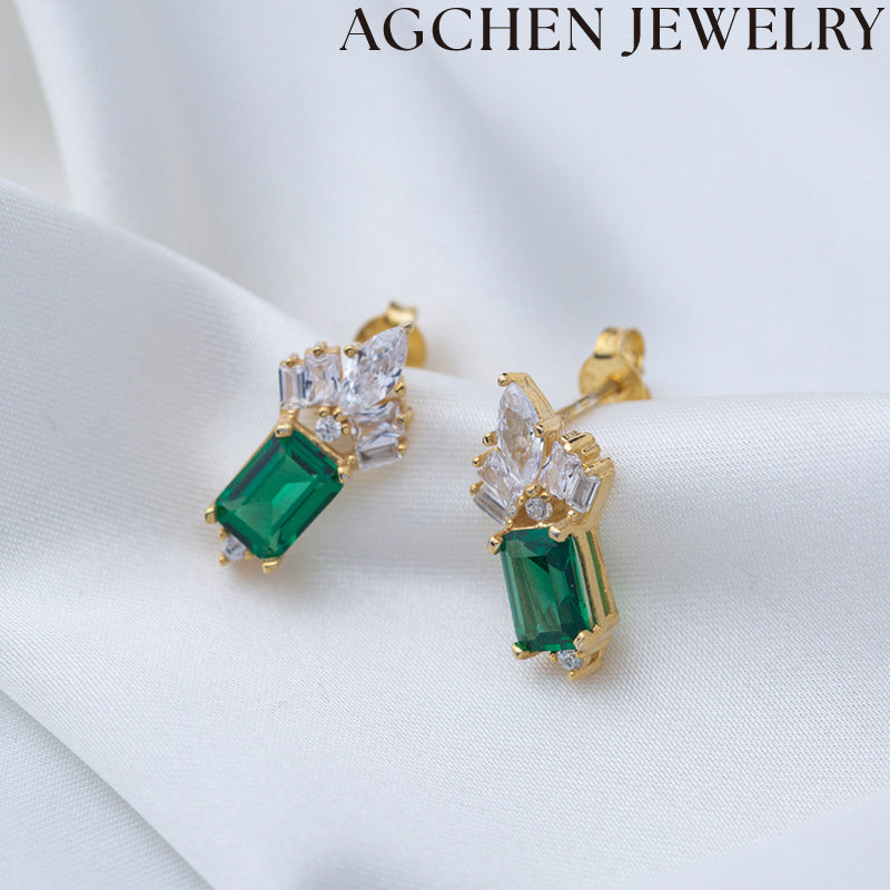 AG Square Zirconia Hoop Earrings