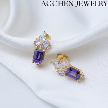 AG Square Zirconia Hoop Earrings