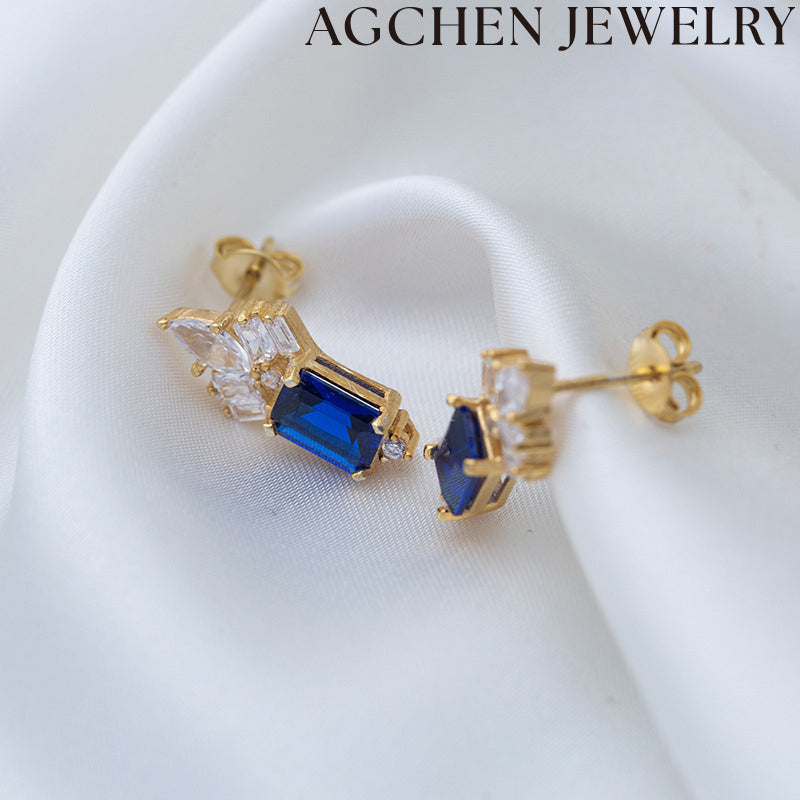 AG Square Zirconia Hoop Earrings