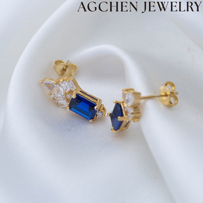 AG Square Zirconia Hoop Earrings