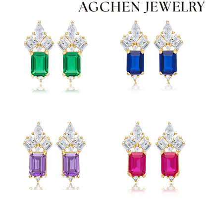 AG Square Zirconia Hoop Earrings