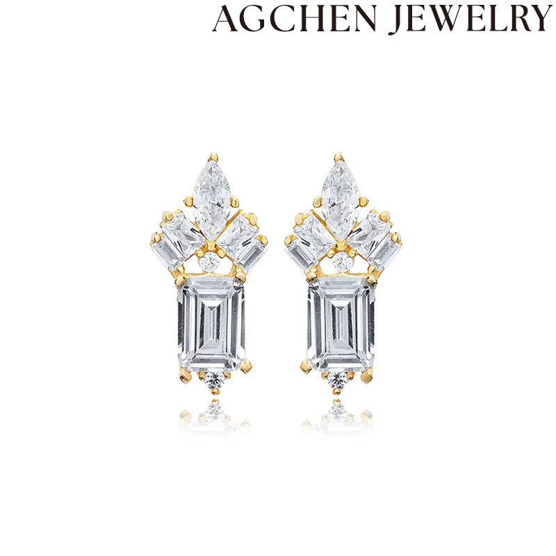 AG Square Zirconia Hoop Earrings