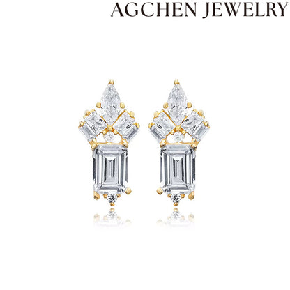 AG Square Zirconia Hoop Earrings