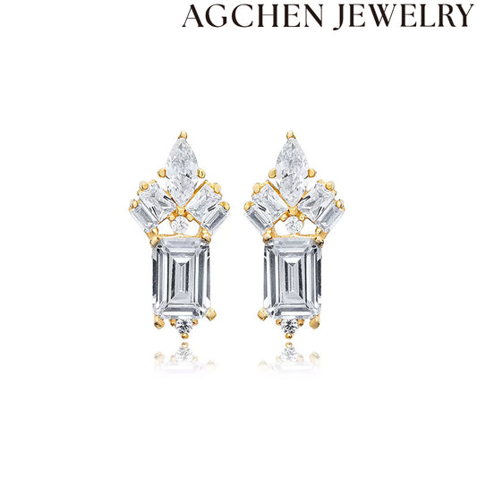 AG Square Zirconia Hoop Earrings