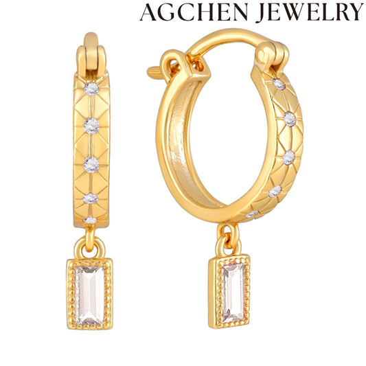 AG Star & Square Zircon Earrings
