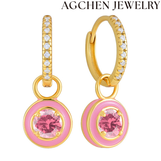 AG Adorable Colorful Enamel and Zirconia Earrings