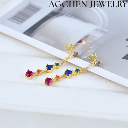AG Colorful Zirconia Stud Earrings